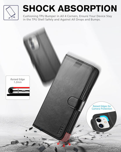 Iphone 11 Case, Iphone 11 Wallet Case with [RFID Blocking] Card Slots Stand Magnetic Closure, Protective PU Leather [Shockproof TPU] Flip Cover Compatible with Iphone 11 (2019 6.1 Inch), Black